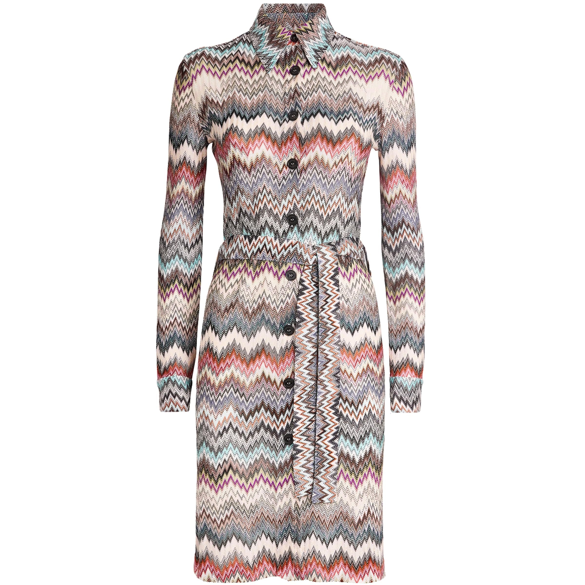 Missoni Multi Knitted Zigzag Shirt Midi Dress