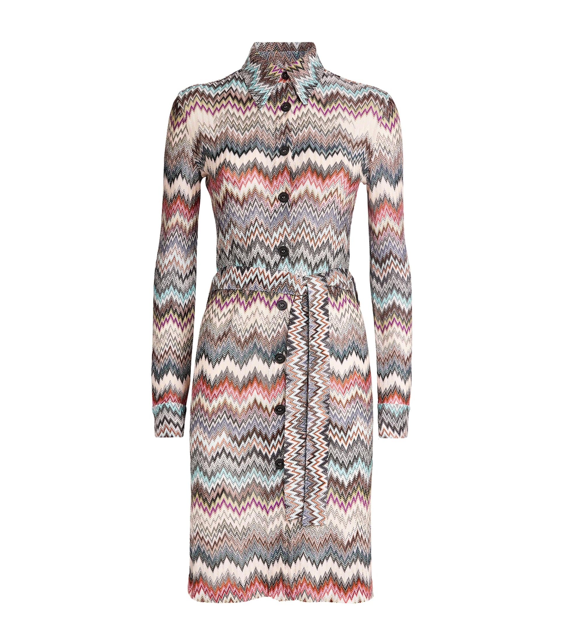 Missoni Multi Knitted Zigzag Shirt Midi Dress
