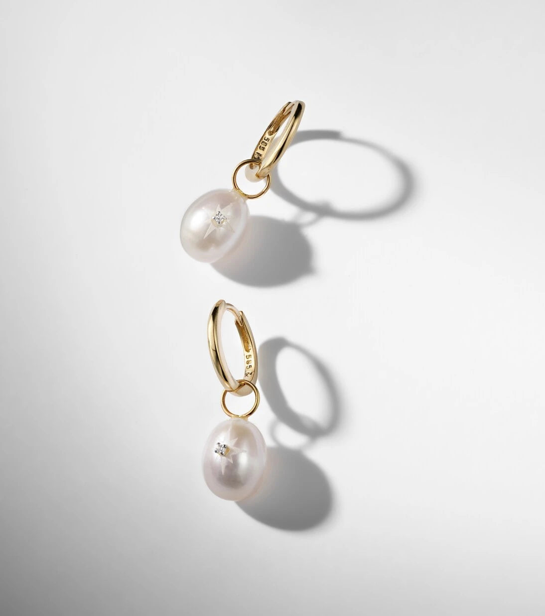 Mateo - 14kt gold drop earrings with pearls and diamonds