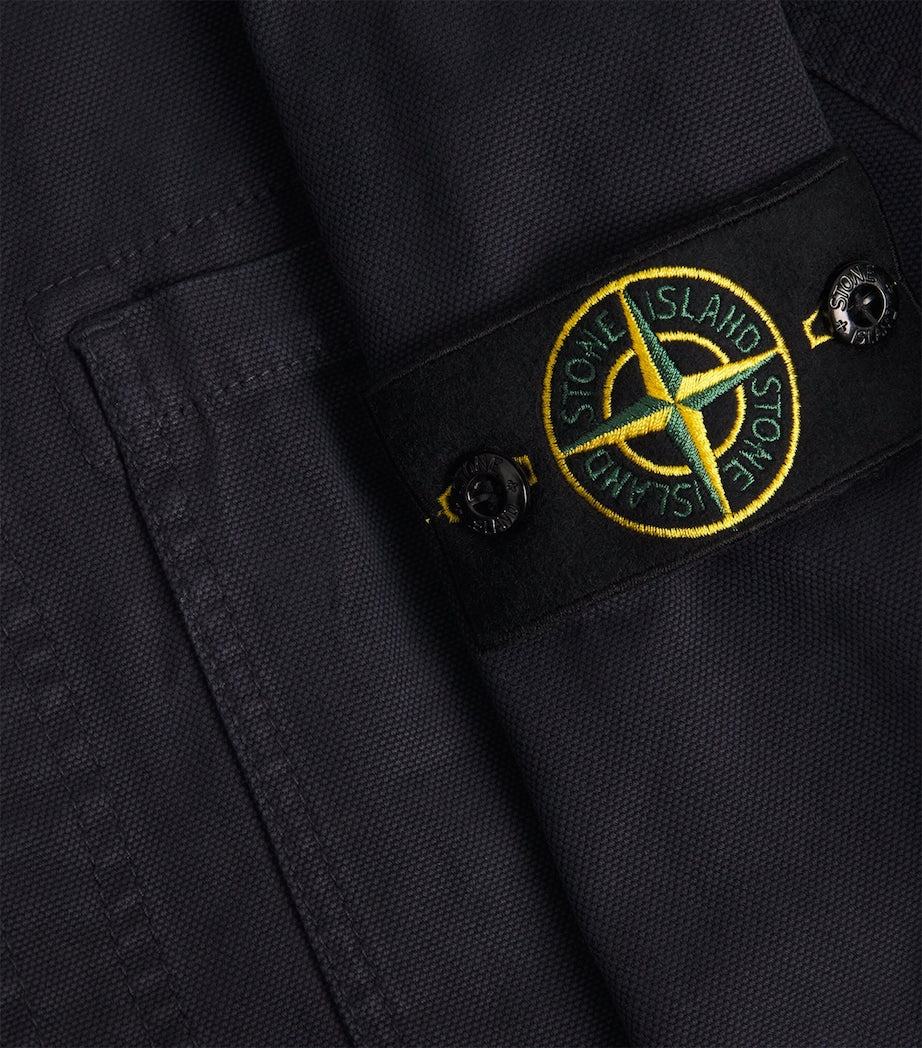 Stone Island Blue Organic Cotton Panama 'OLD' Effect Overshirt