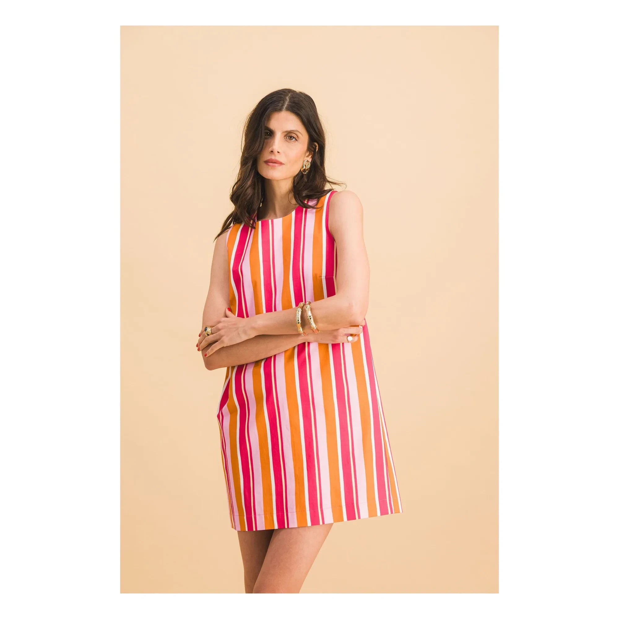 Elise Chalmin - Jane Cotton Stripes Dress | Red