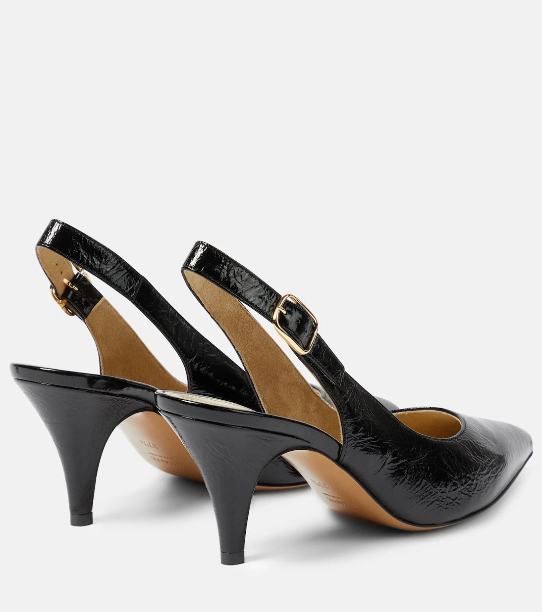 Khaite - River crinkled leather slingback pumps