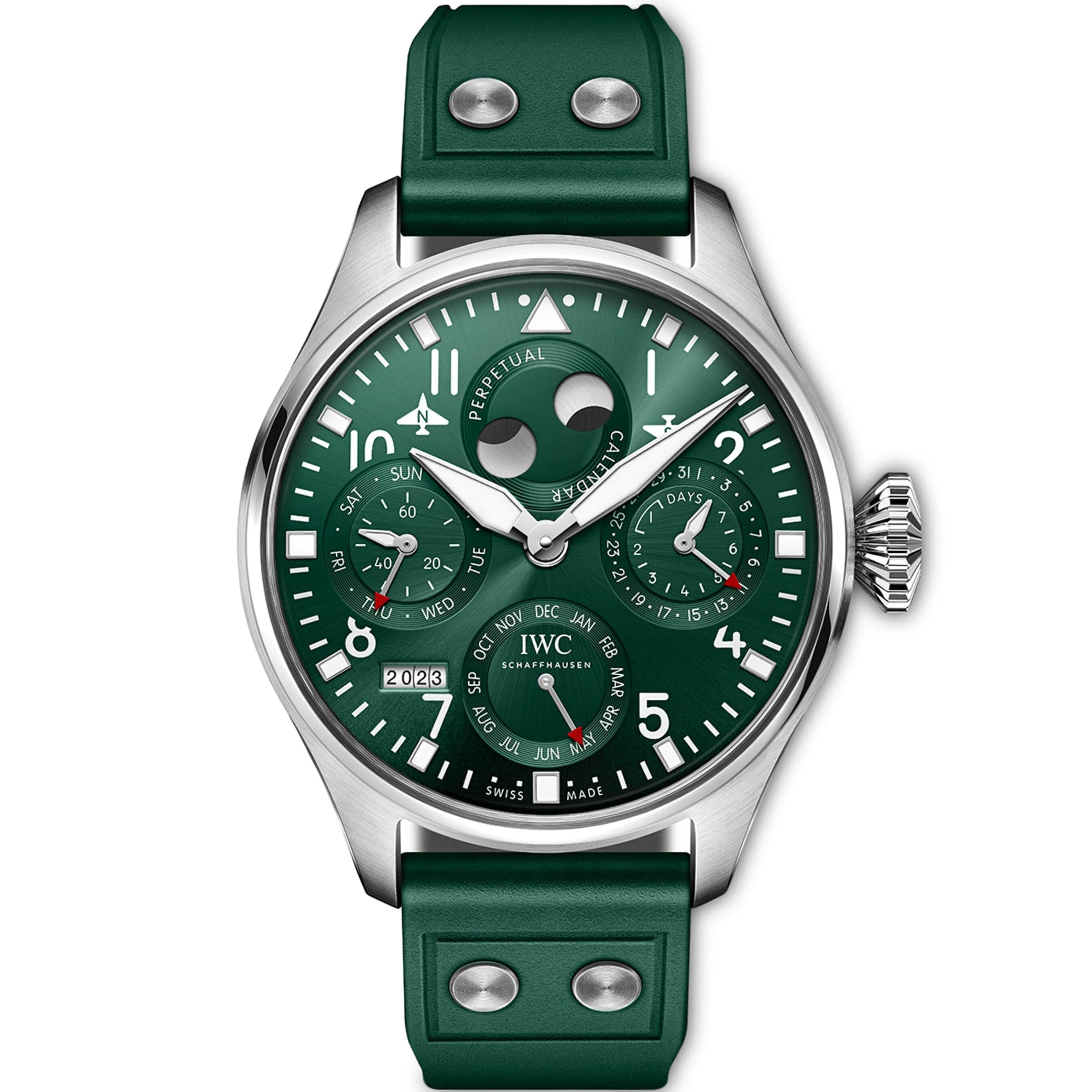 Stainless Steel Big Pilot's Watch Perpetual Calendar Watch 46.2mm