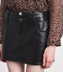 Alice+Olivia Black Faux Leather Laika Mini Skirt