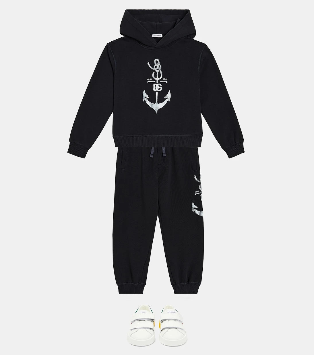 Dolce&Gabbana Kids - بنطال رياضي من القطن جيرسيه بطبعة