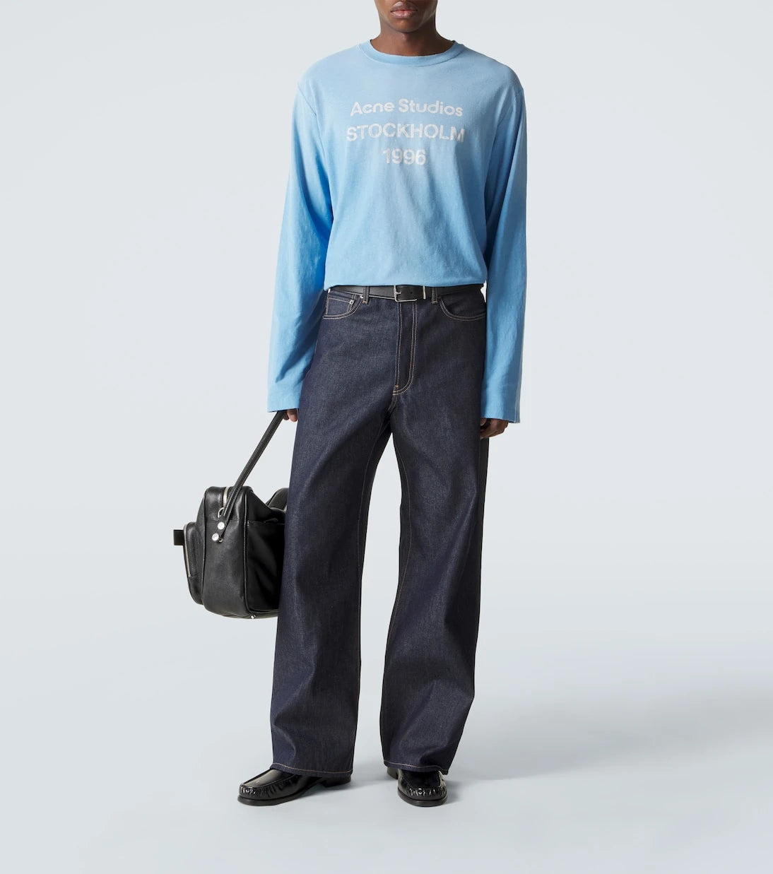 Acne Studios - تي شيرت من جيرسيه قطن ممزوج مع تأثير ممزق