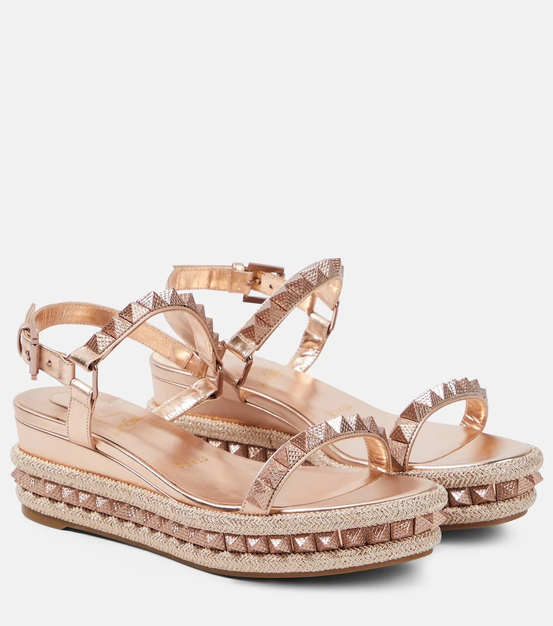 Christian Louboutin - Pyra Clou leather espadrille wedges