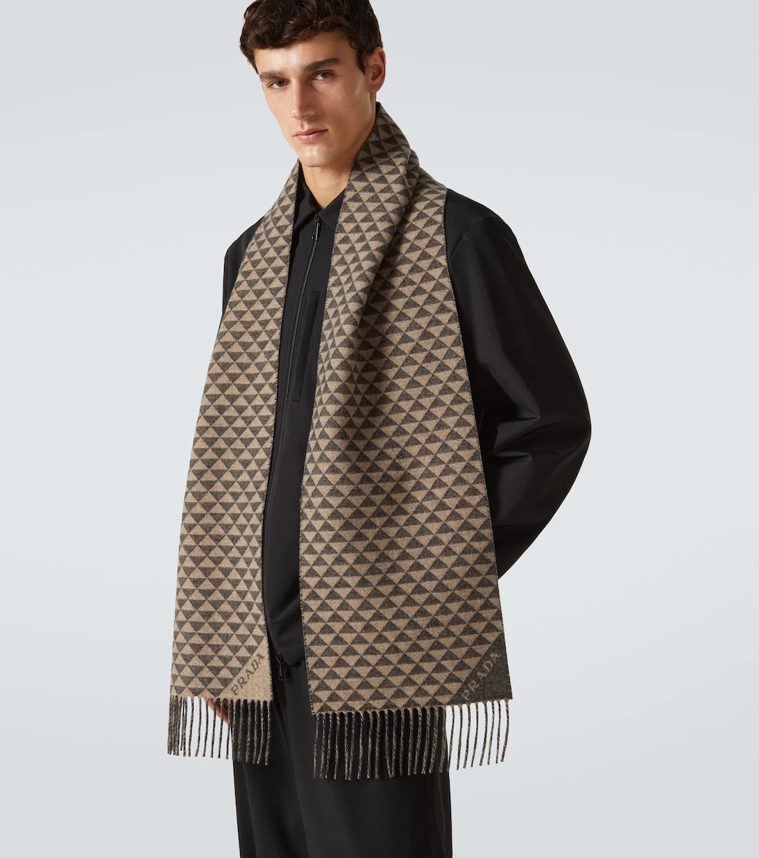 Prada - Symbole reversible wool and cashmere scarf