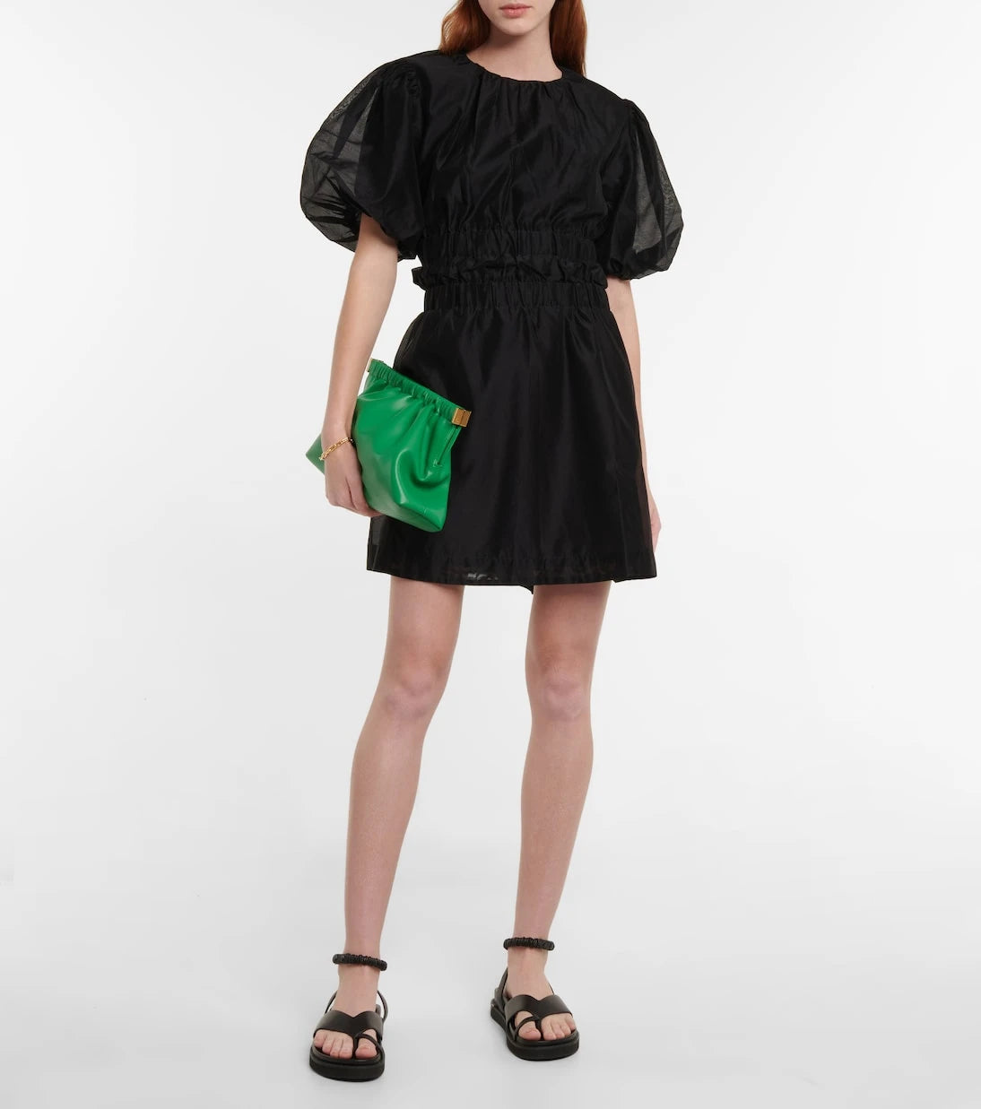 SIR - Puff-sleeve cotton and silk minidress