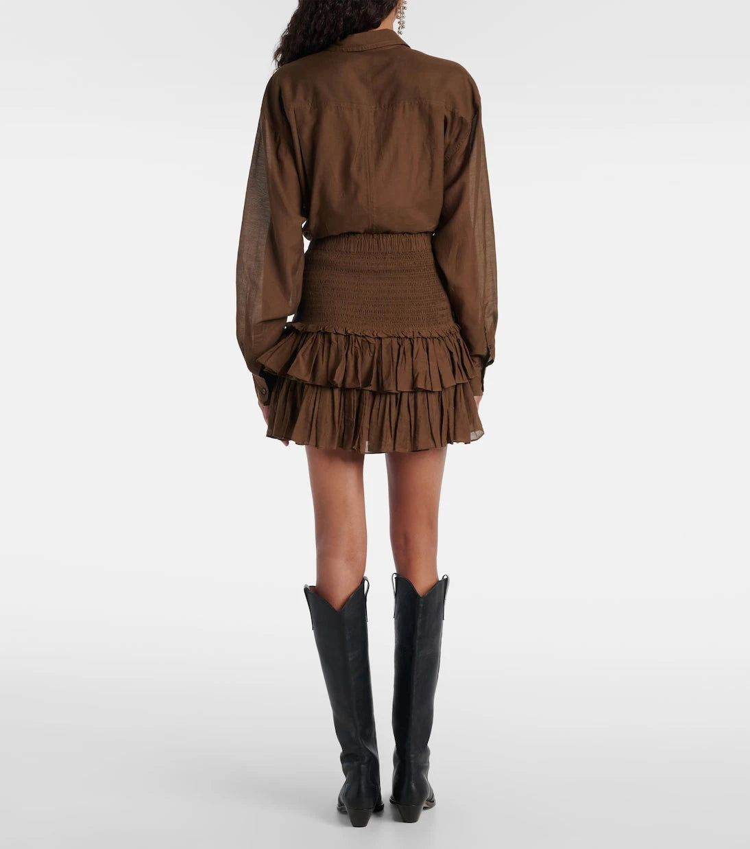 Marant Etoile - Naomi smocked cotton-blend miniskirt