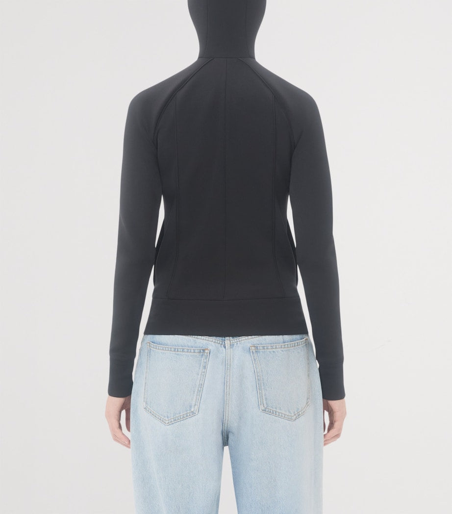 Valentino Black Technical Jersey Zip-Up Hoodie