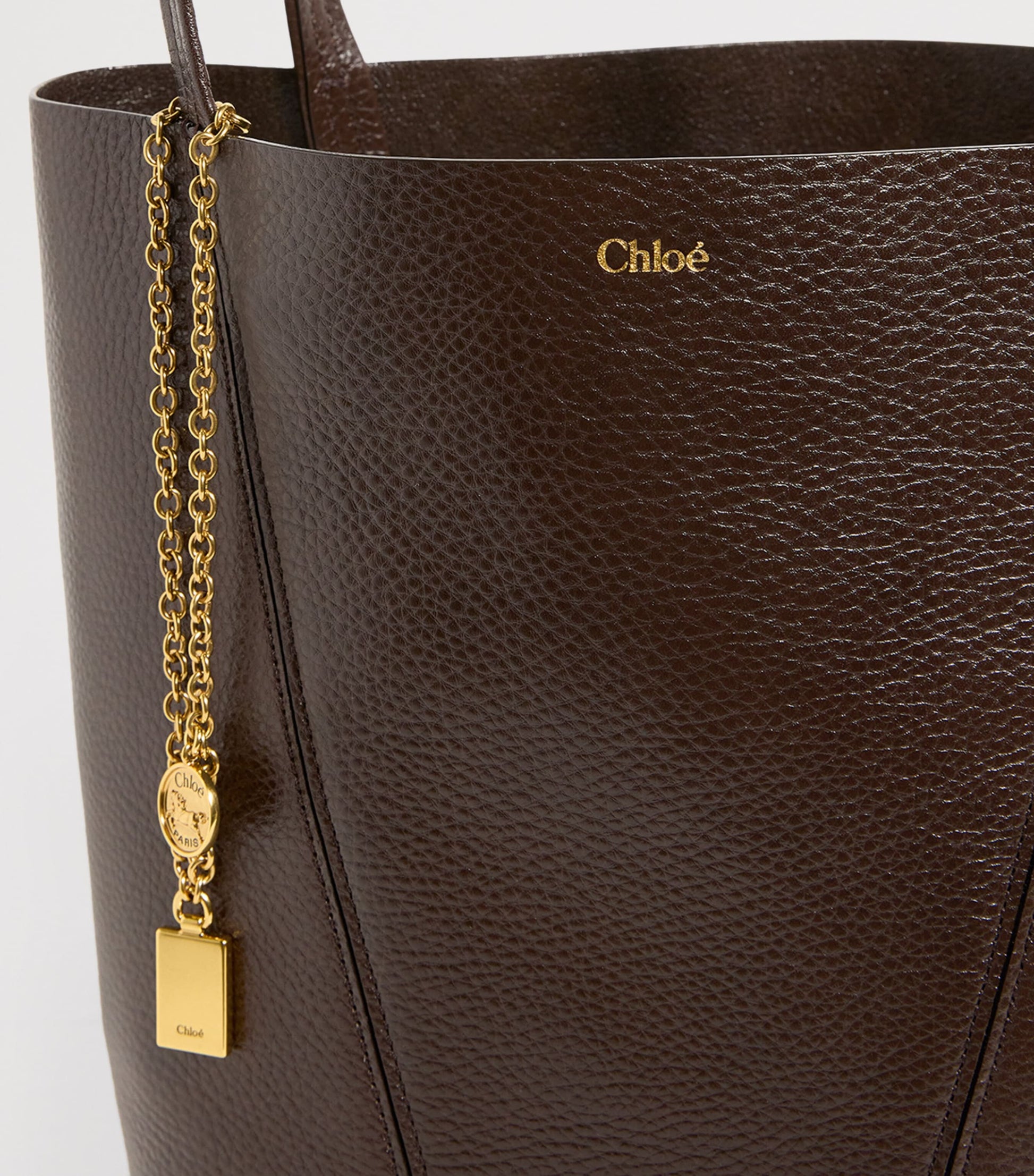 Brown Medium Calfskin Spin Tote Bag