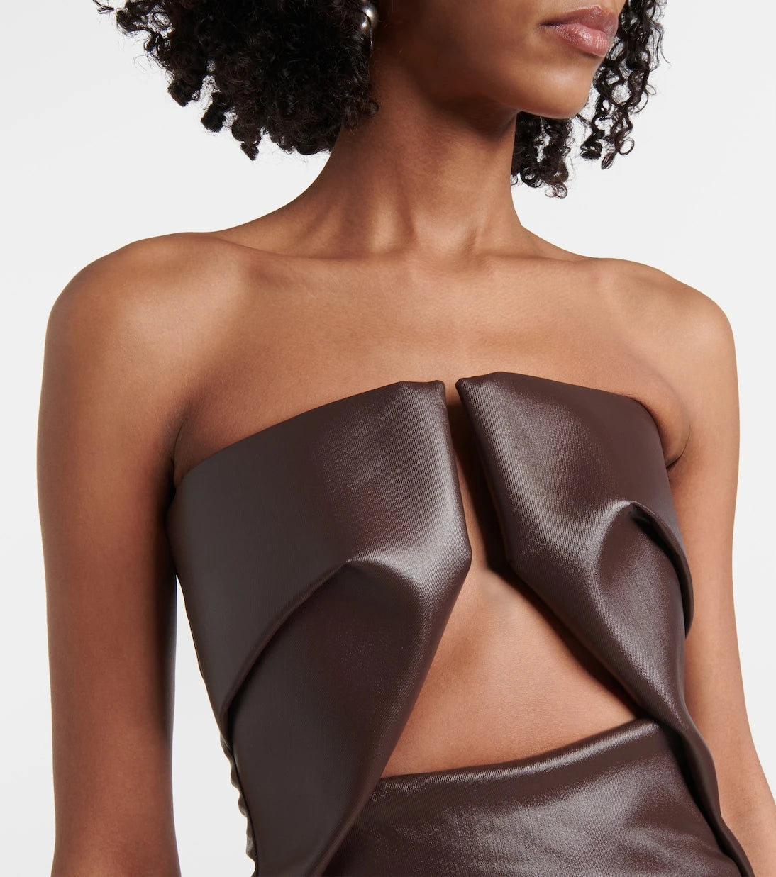 Rick Owens - Prong cutout coated denim bustier dress