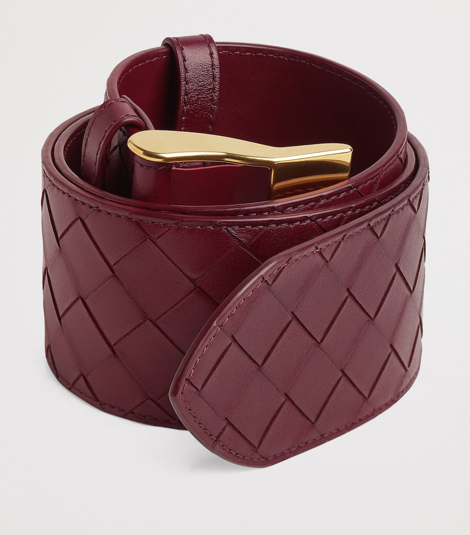 Red Large Calfskin Intrecciato Watch Belt