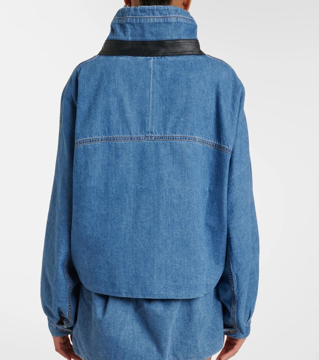Loewe - Leather-trimmed denim jacket
