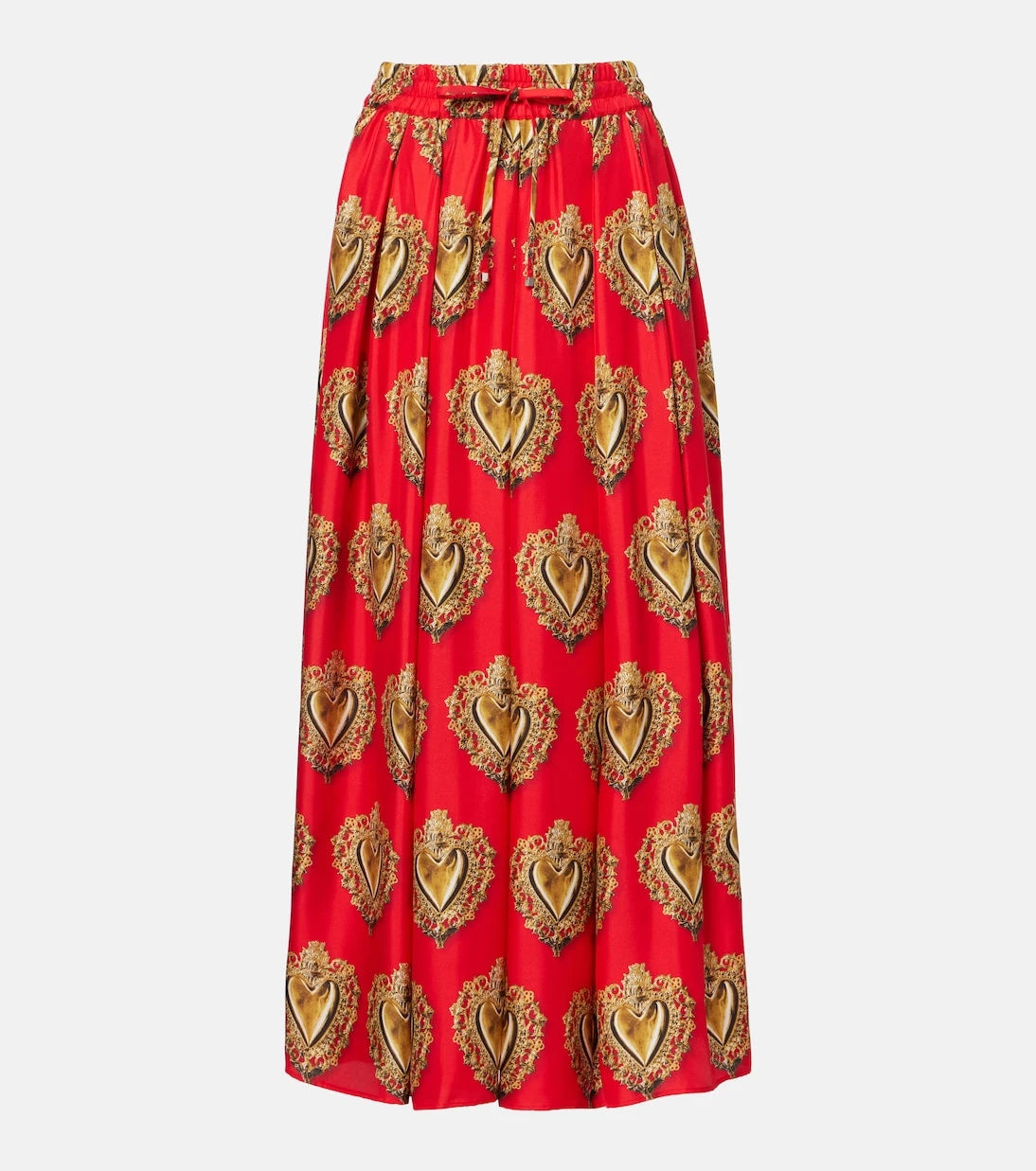 Dolce&Gabbana - تنورة طويلة من الساتان الحريري المطبوع