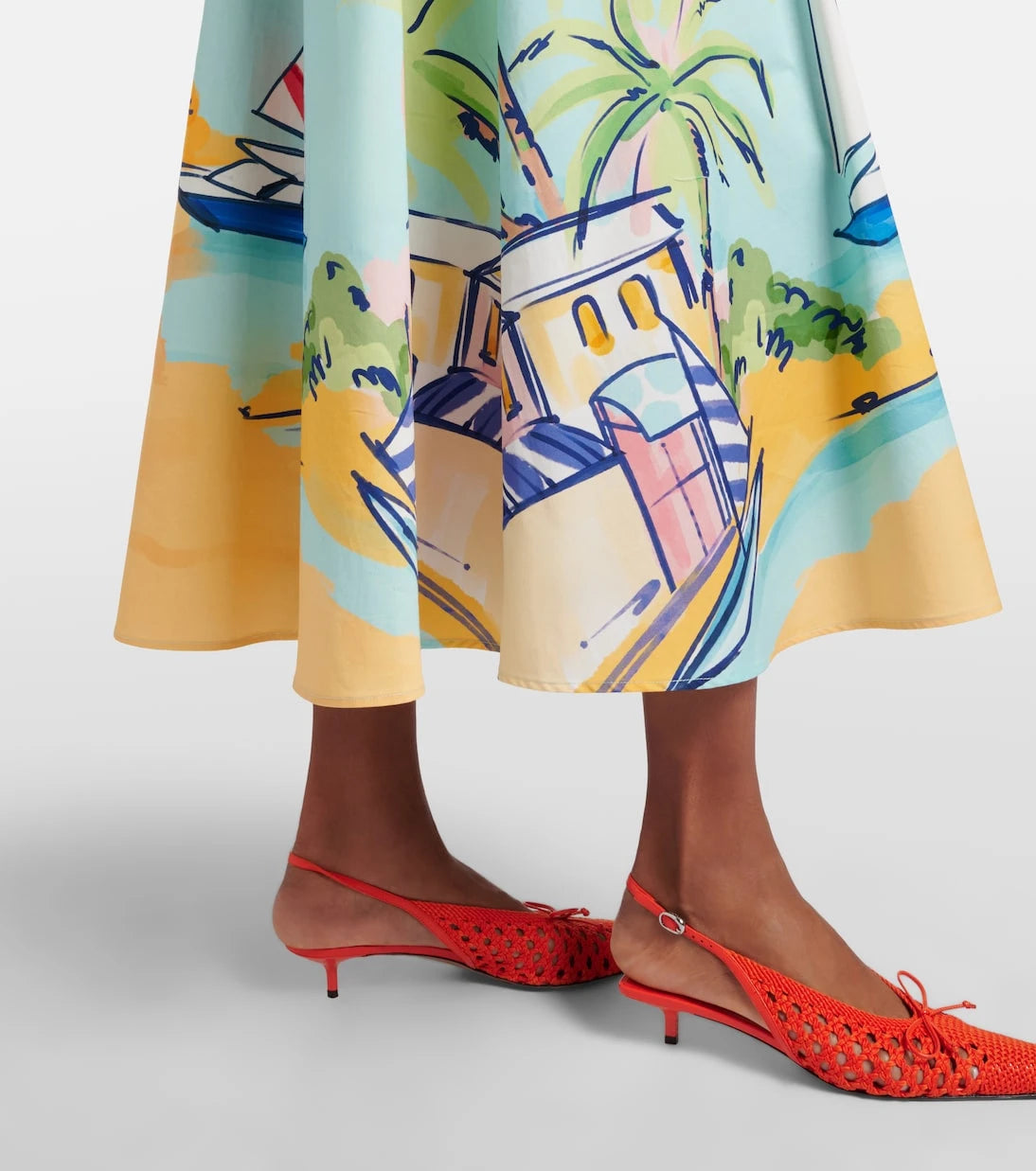 Leo Lin - Printed belted cotton shirt dress