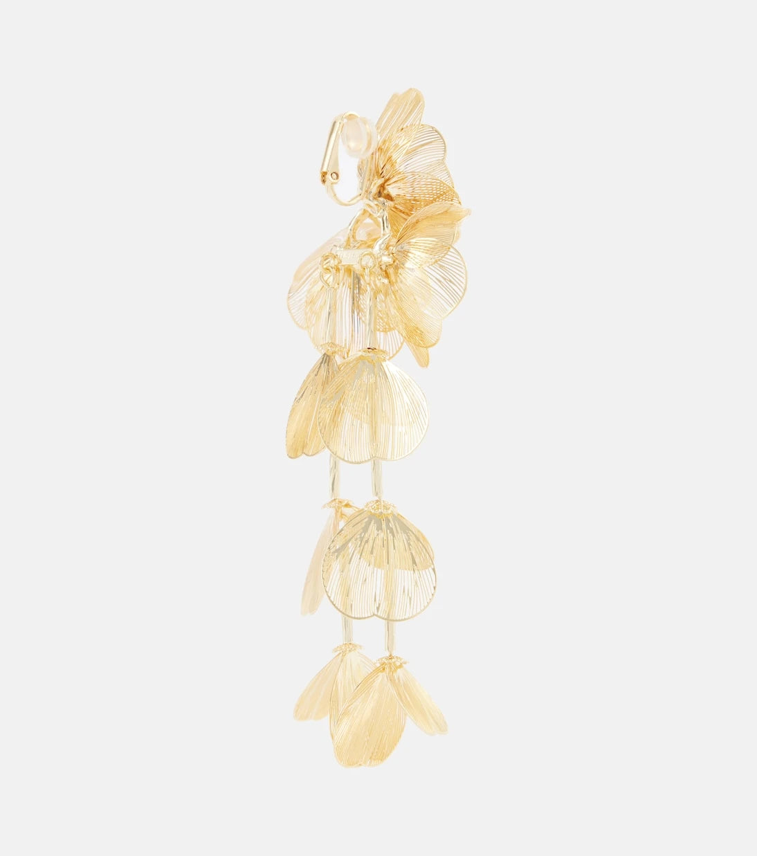Self-Portrait - Embellished gold-plated clip-on earrings