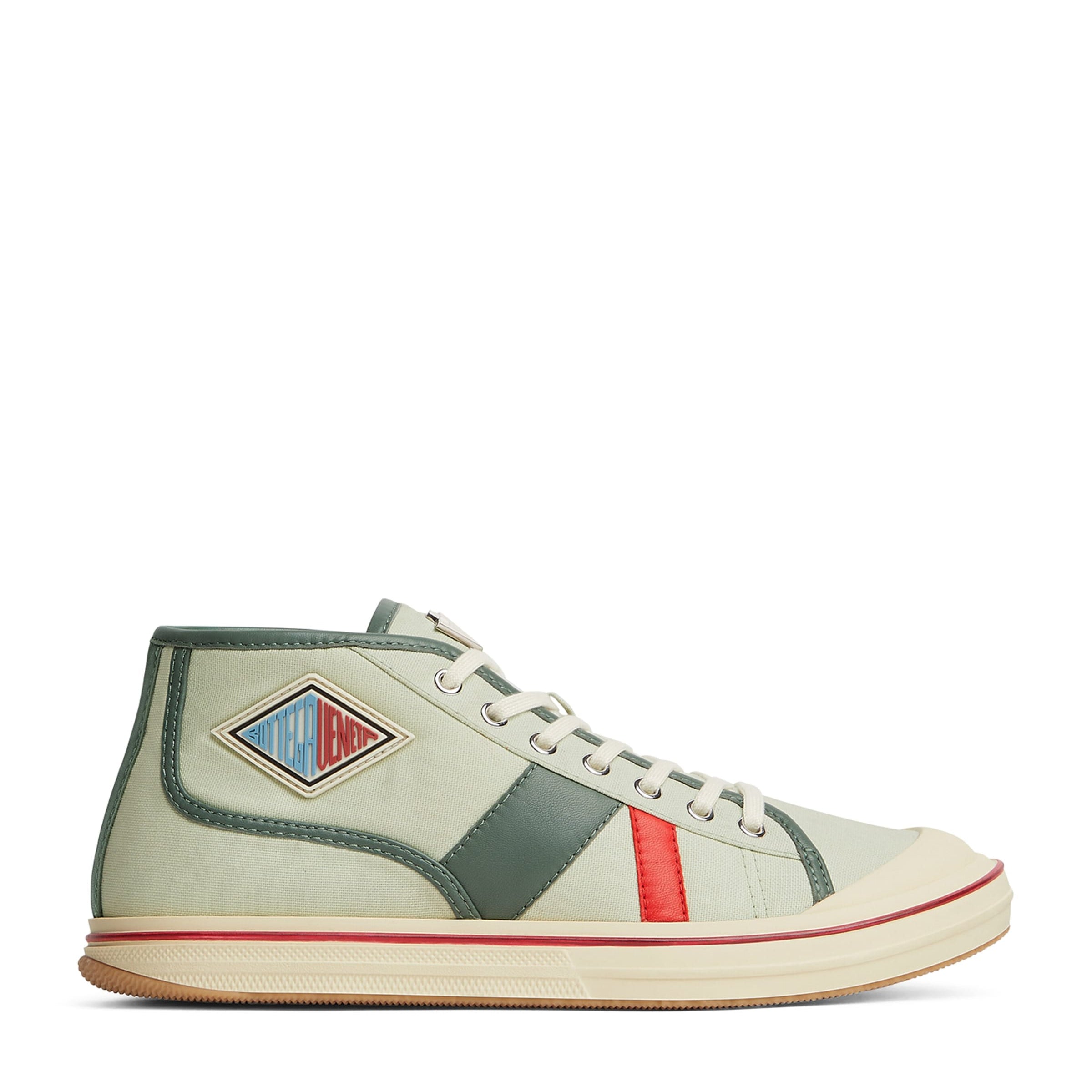 Bottega Veneta Green Canvas Leather-Trim Eliot Sneakers