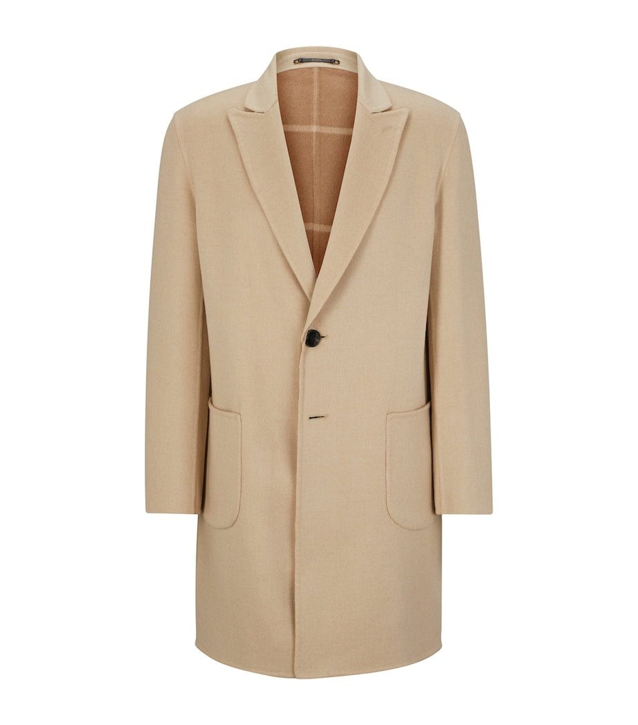 BOSS Beige Camel Hair Overcoat