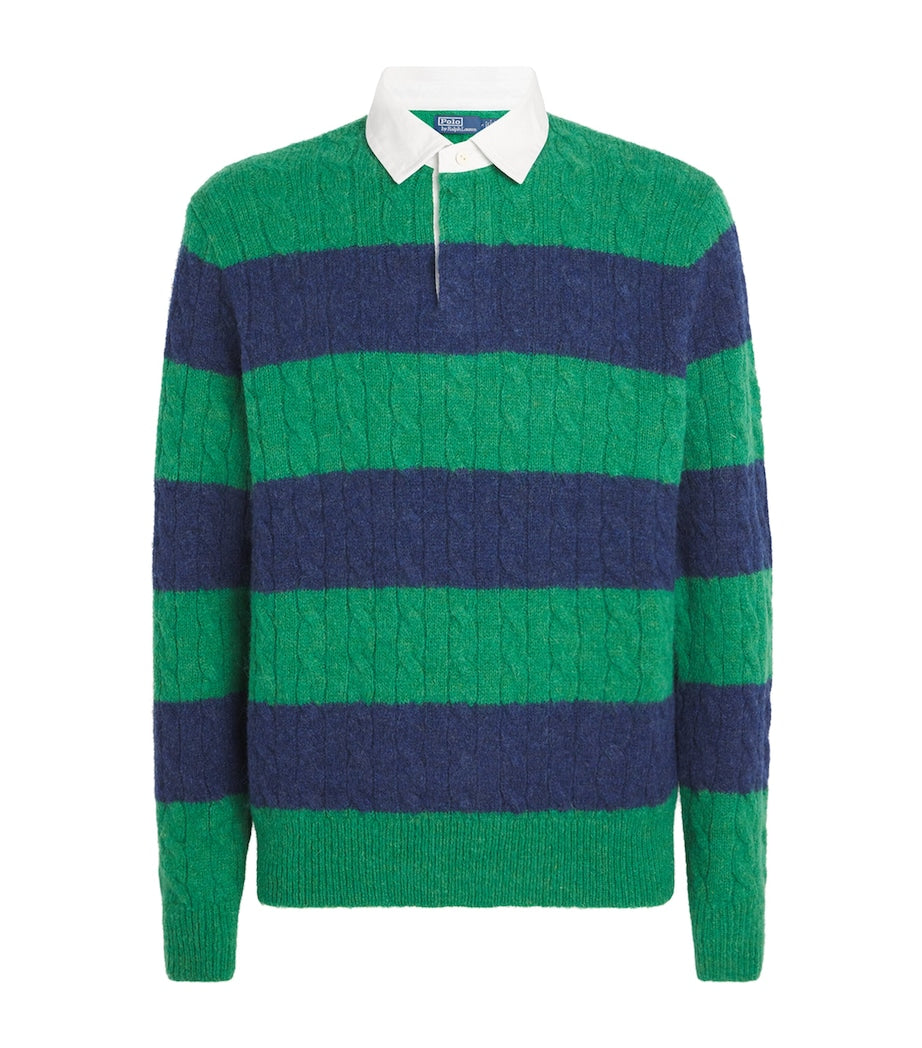 Polo Ralph Lauren Multi Wool-Blend Stripe Cable-Knit Rugby Sweater