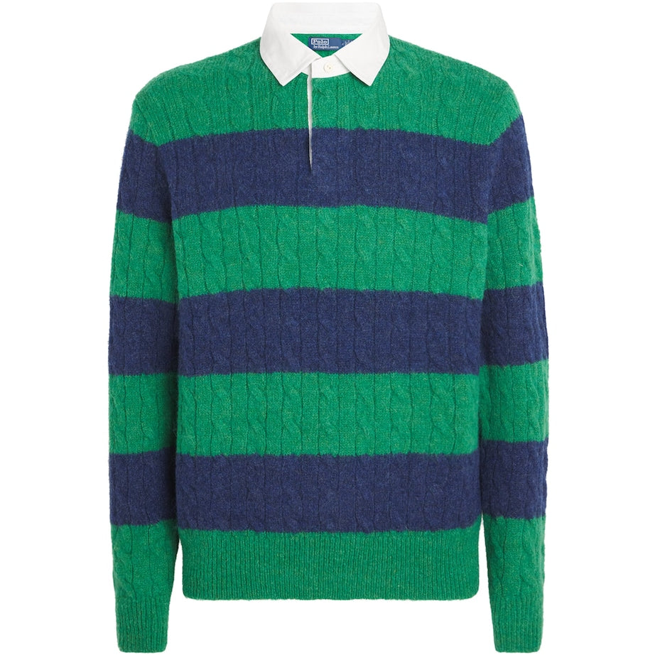 Polo Ralph Lauren Multi Wool-Blend Stripe Cable-Knit Rugby Sweater