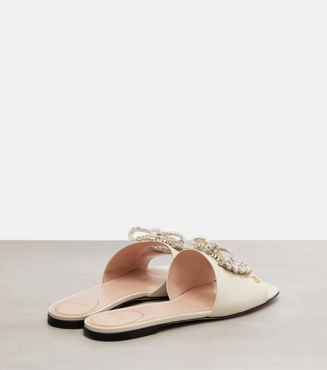 Valentino Garavani - Adamantine embellished leather slides
