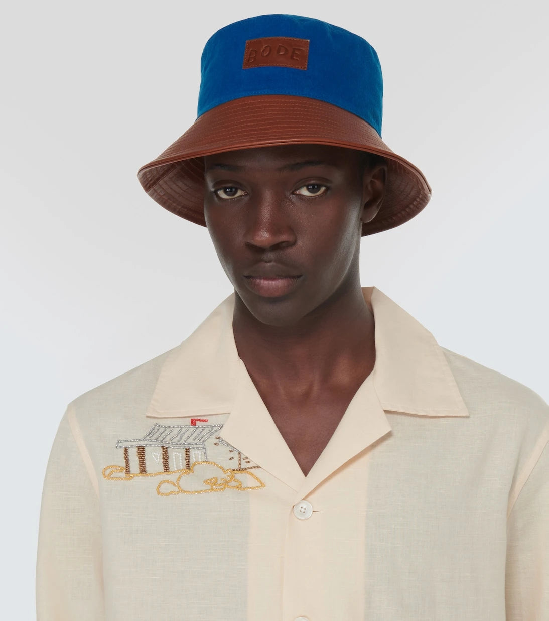 Bode - Cotton and leather bucket hat
