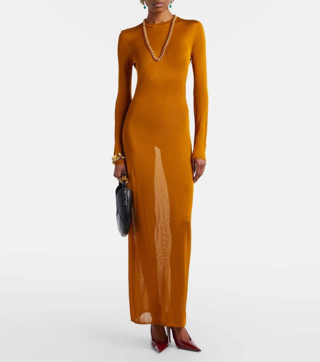 Saint Laurent - Knitted semi-sheer maxi dress