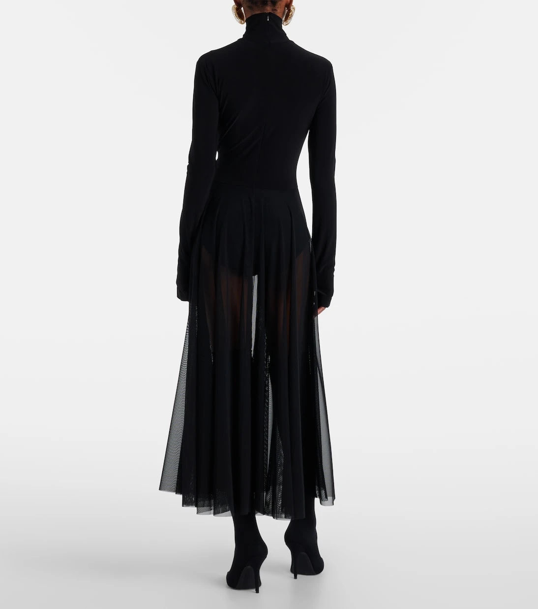 Norma Kamali - Sheer jersey and mesh midi dress