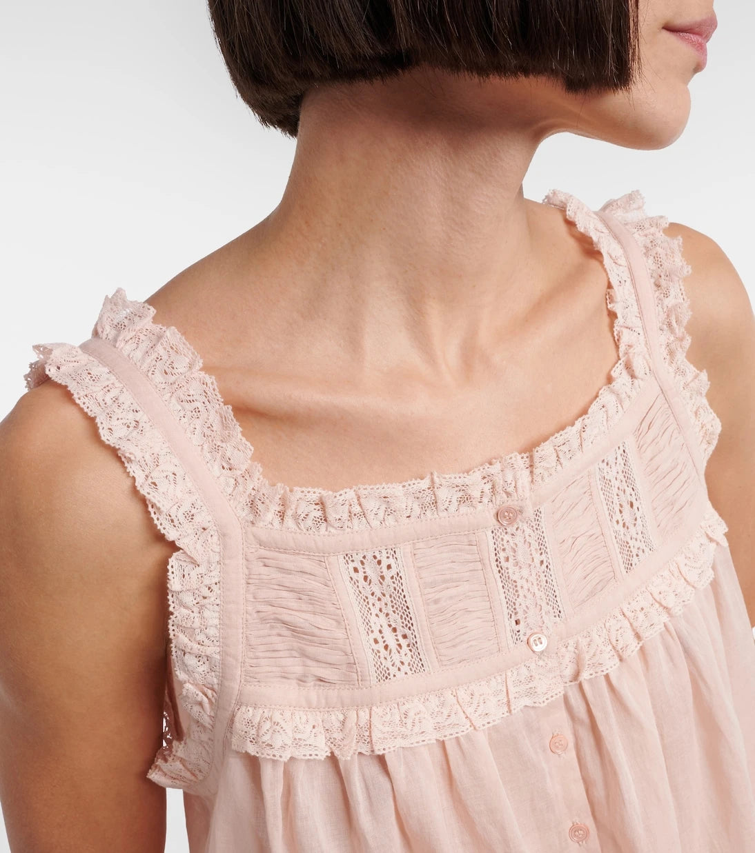 Dôen - Fidella lace-trimmed cotton top