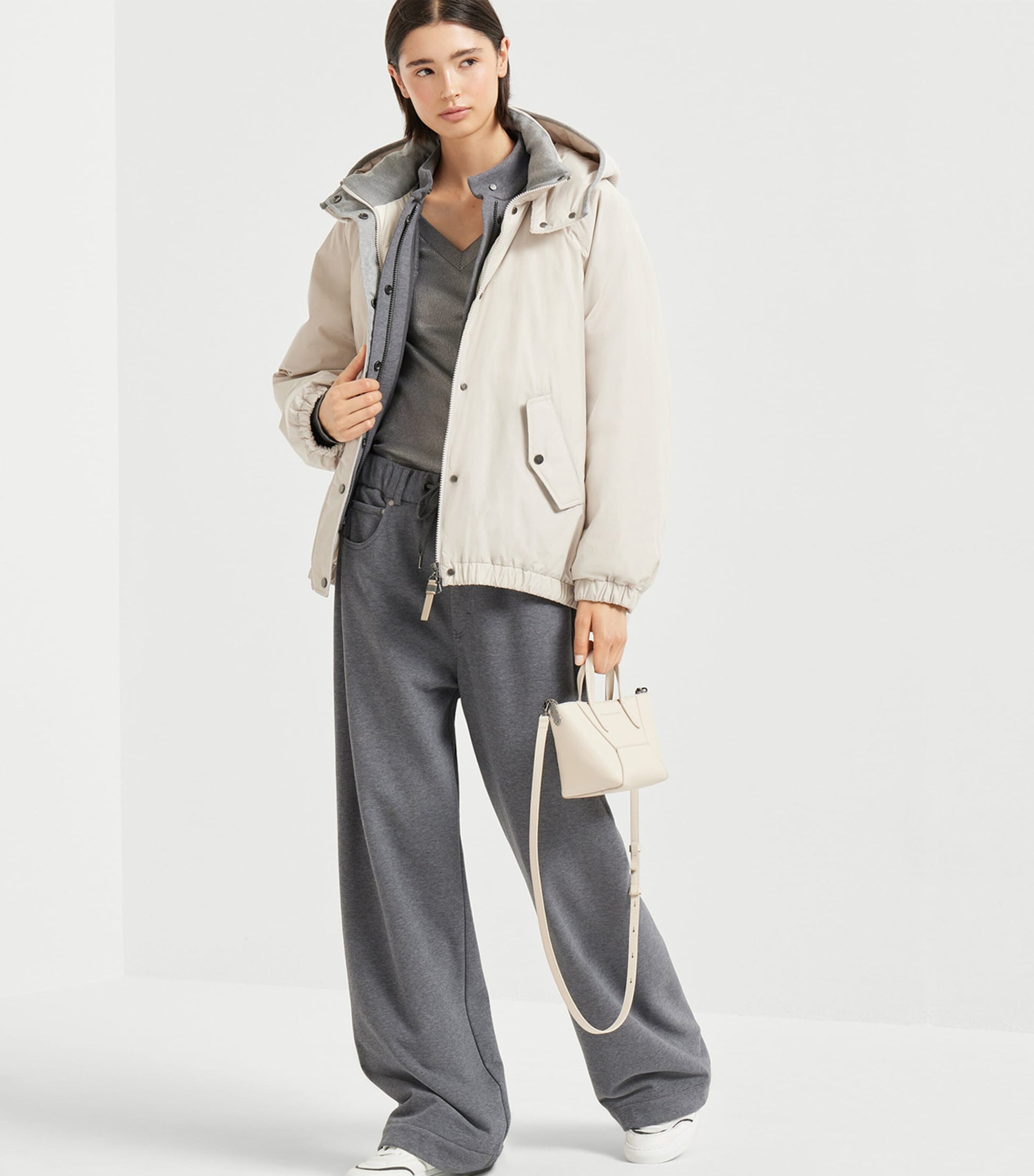 Beige Techno Cotton Puffer Jacket