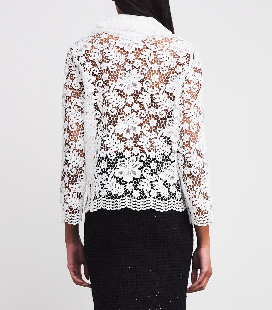 Self-Portrait White Lace Bow-Detail Blouse