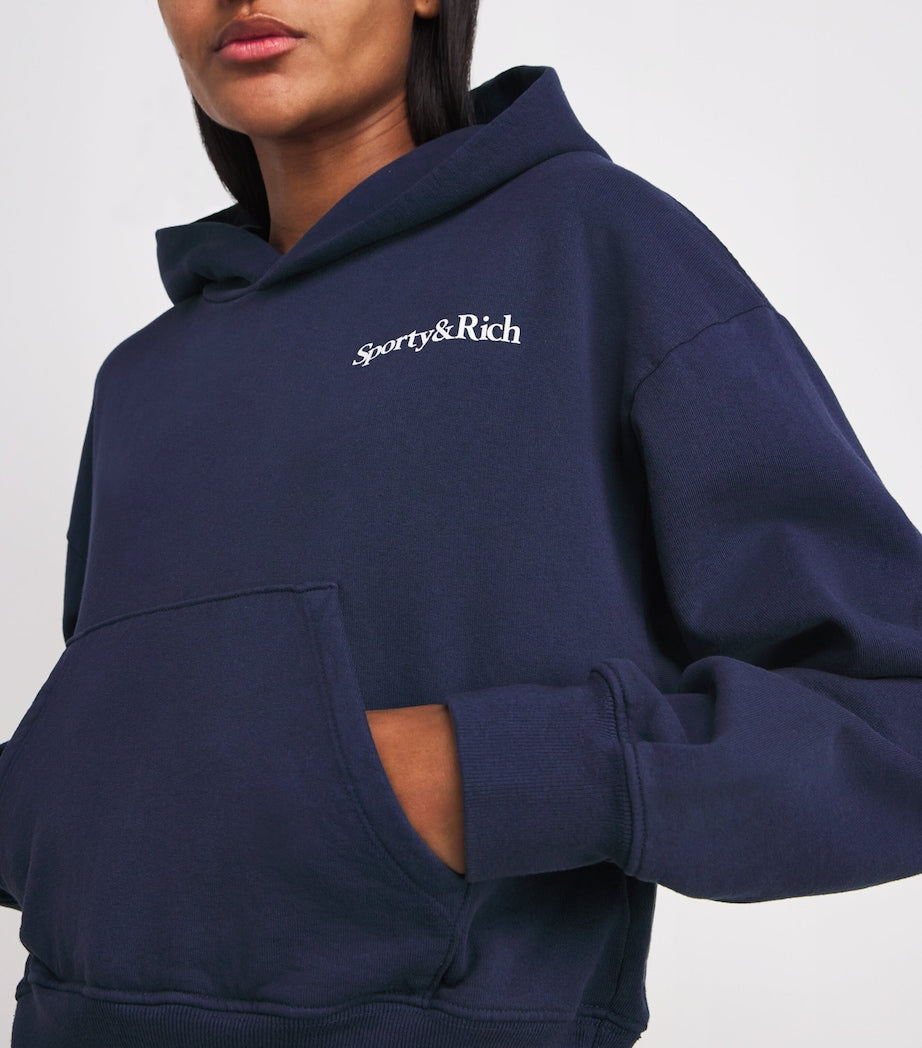 Navy Health Is Wealth Cropped Hoodie