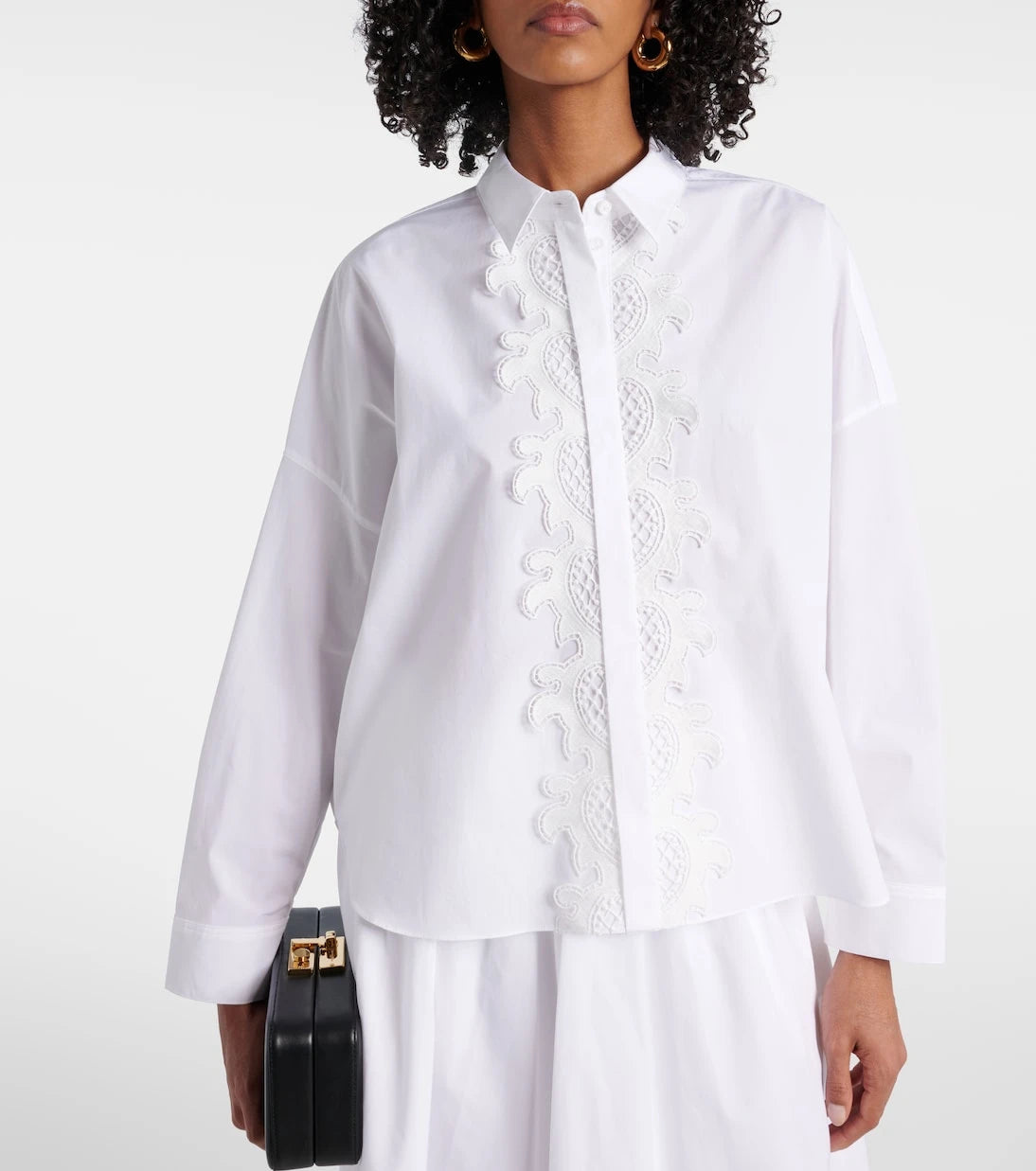 Dorothee Schumacher - Lace-trimmed cotton-blend poplin blouse