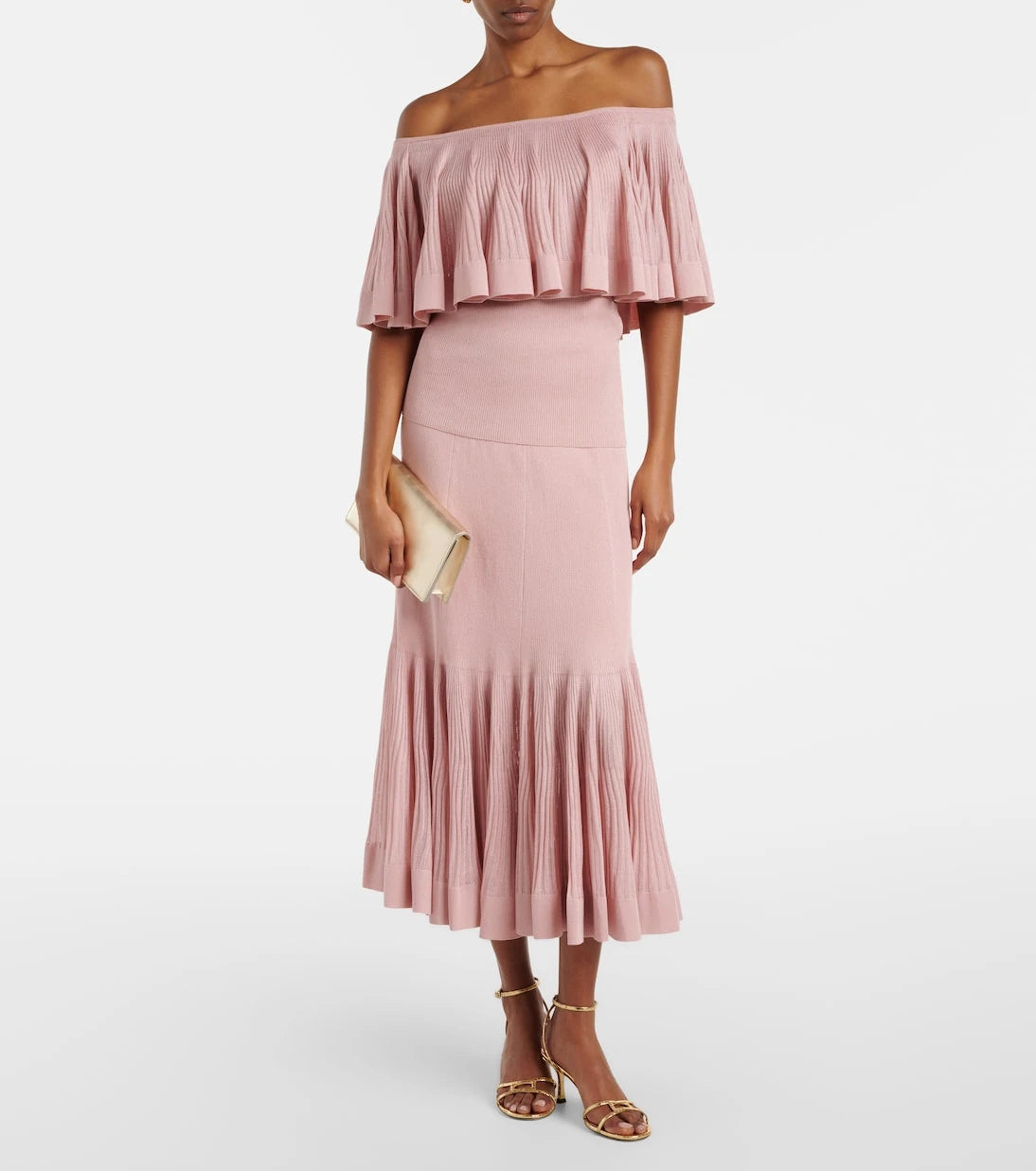 Zimmermann - Luna knitted ruffled off-shoulder top
