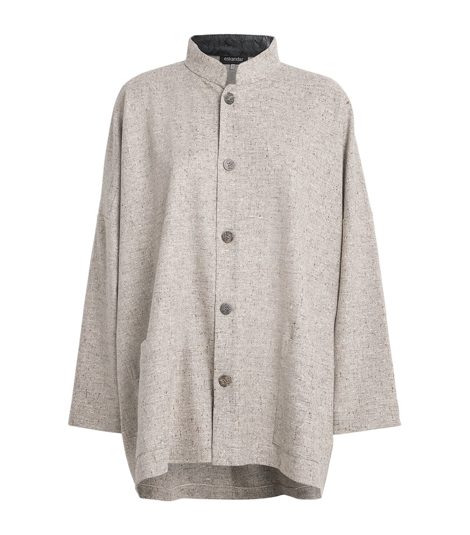 Virgin Wool Mandarin-Collar Jacket STONE
