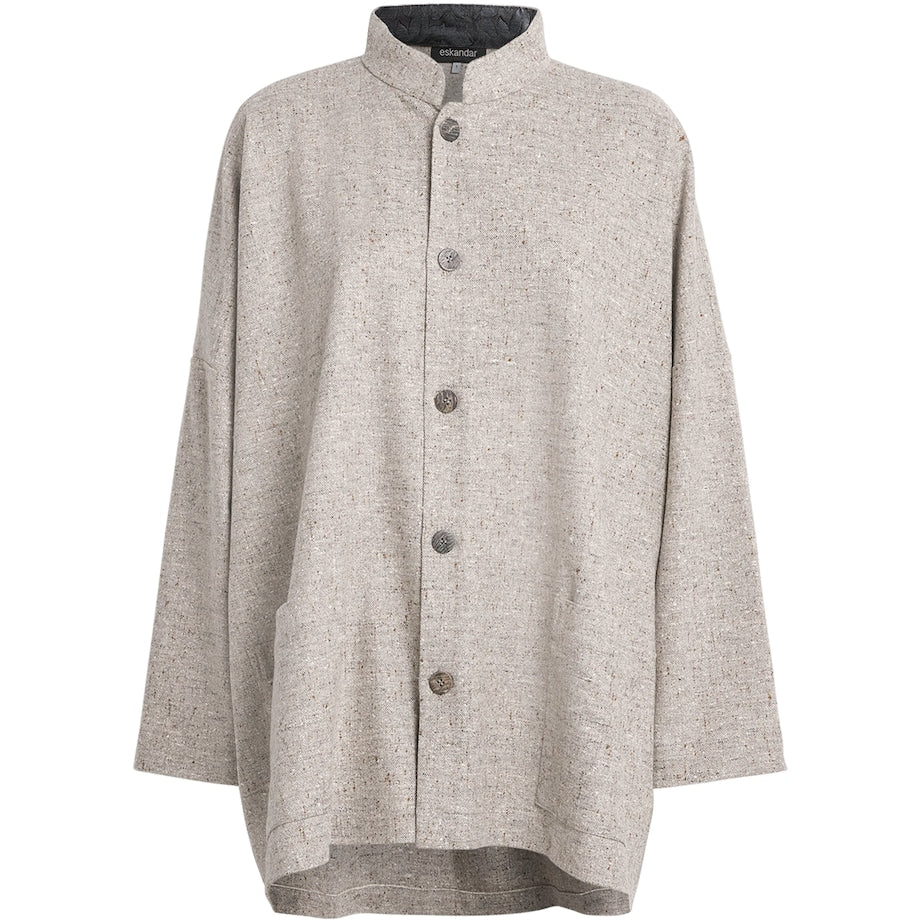 Virgin Wool Mandarin-Collar Jacket STONE