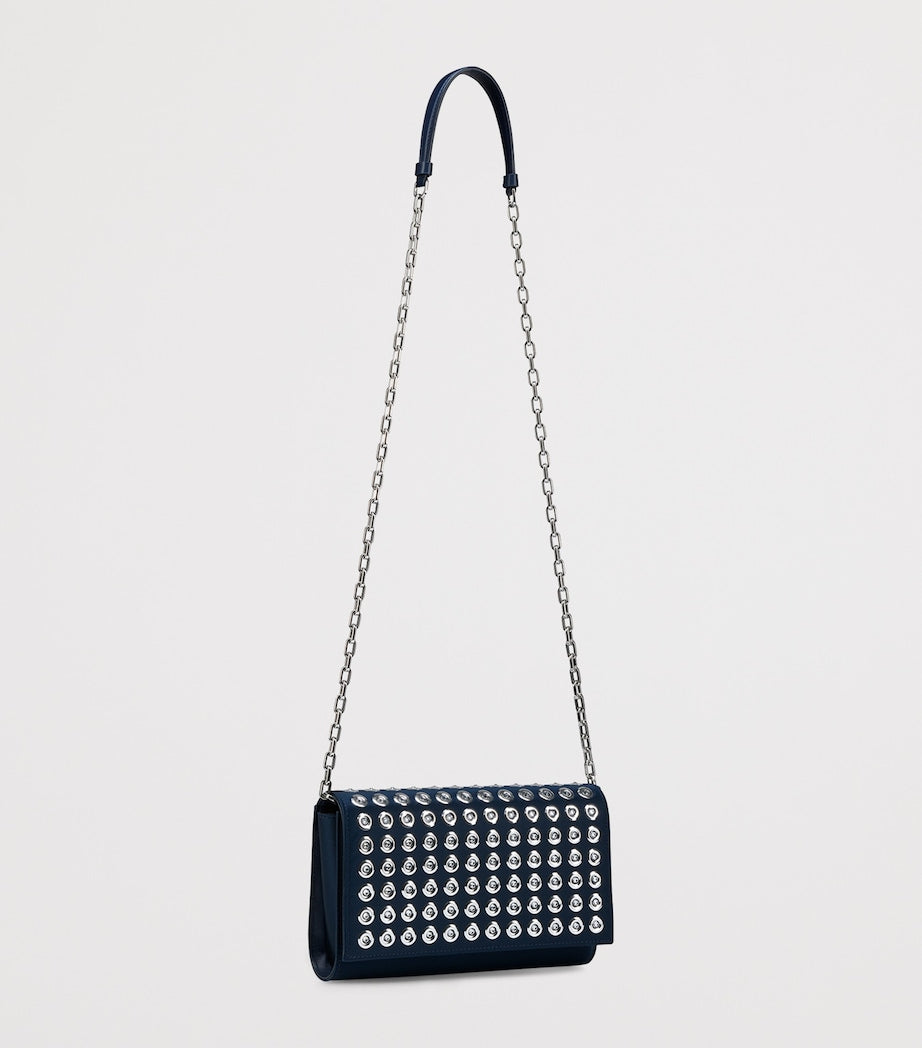 Navy Paloma Silk-Leather Clutch Bag