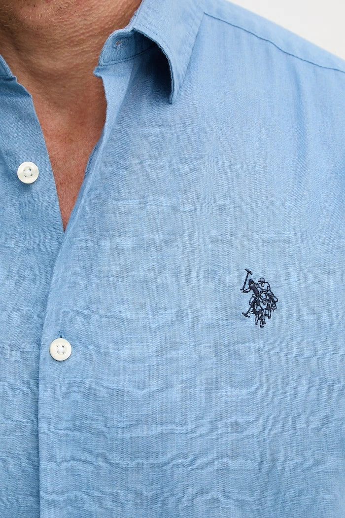 U.S. Polo Assn. erkek pamuklu LINEN BLEND LS gömlek