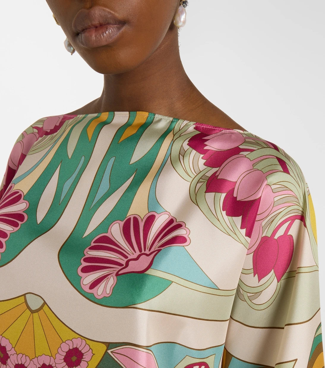 La DoubleJ - Square printed silk twill top