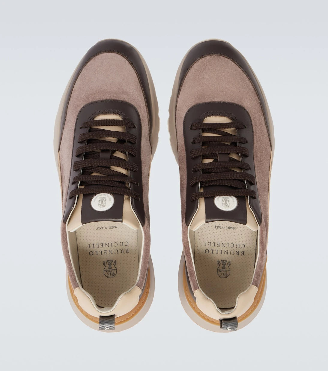 Brunello Cucinelli - Leather-trimmed suede sneakers