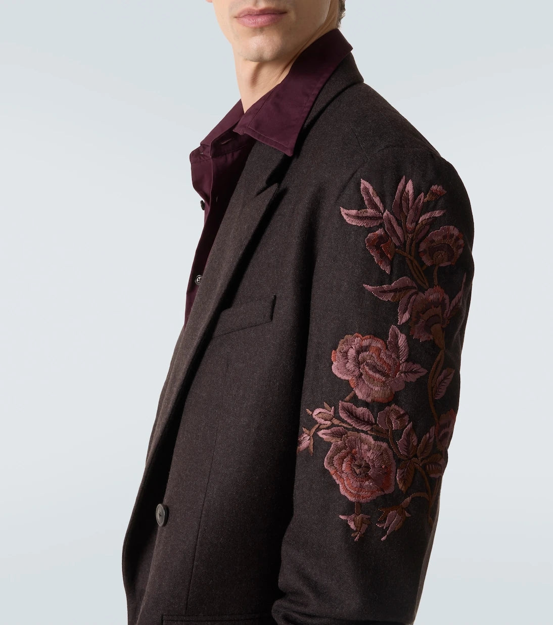 Dries Van Noten - Embroidered wool flannel blazer