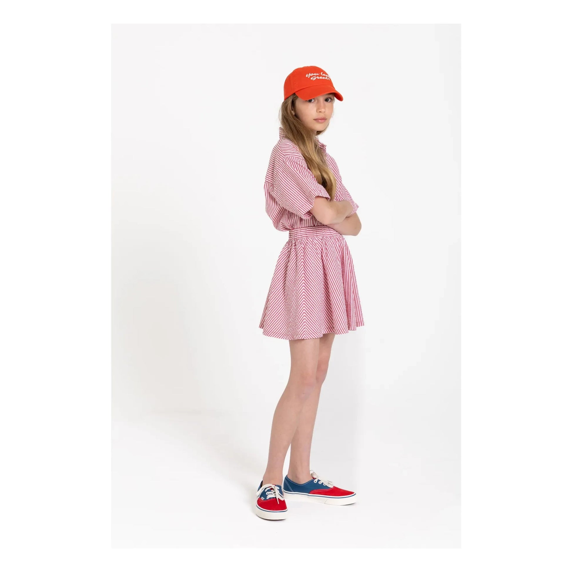 Smallable Kid - Melody Striped Skirt | Cherry red