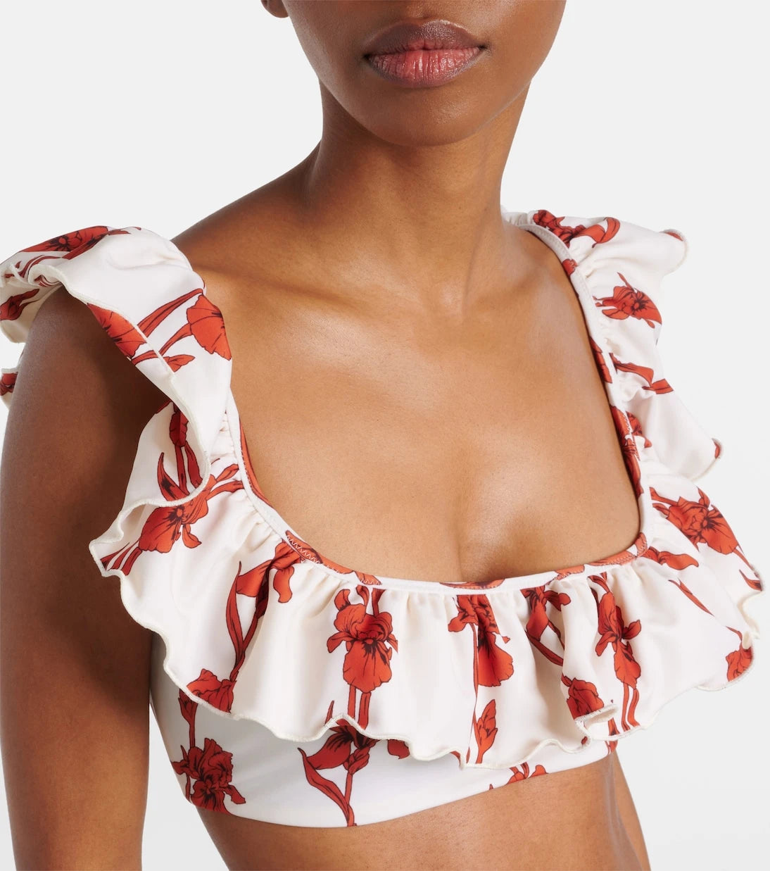 La DoubleJ - Boy floral ruffled bikini top