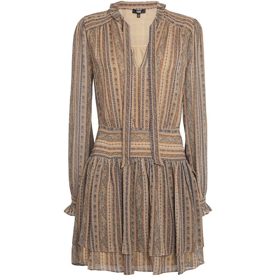 Silk Nantes Mini Dress BROWN MULTI