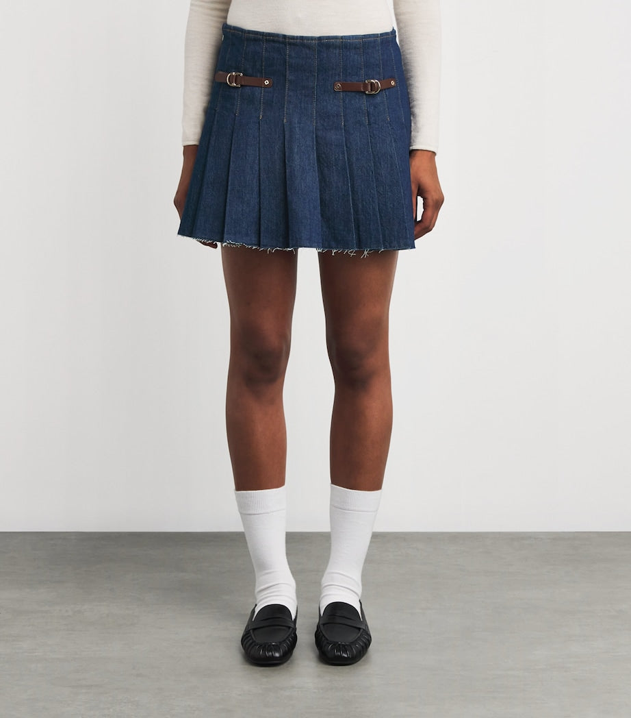 Stretch Denim Mini Skorts NAVY