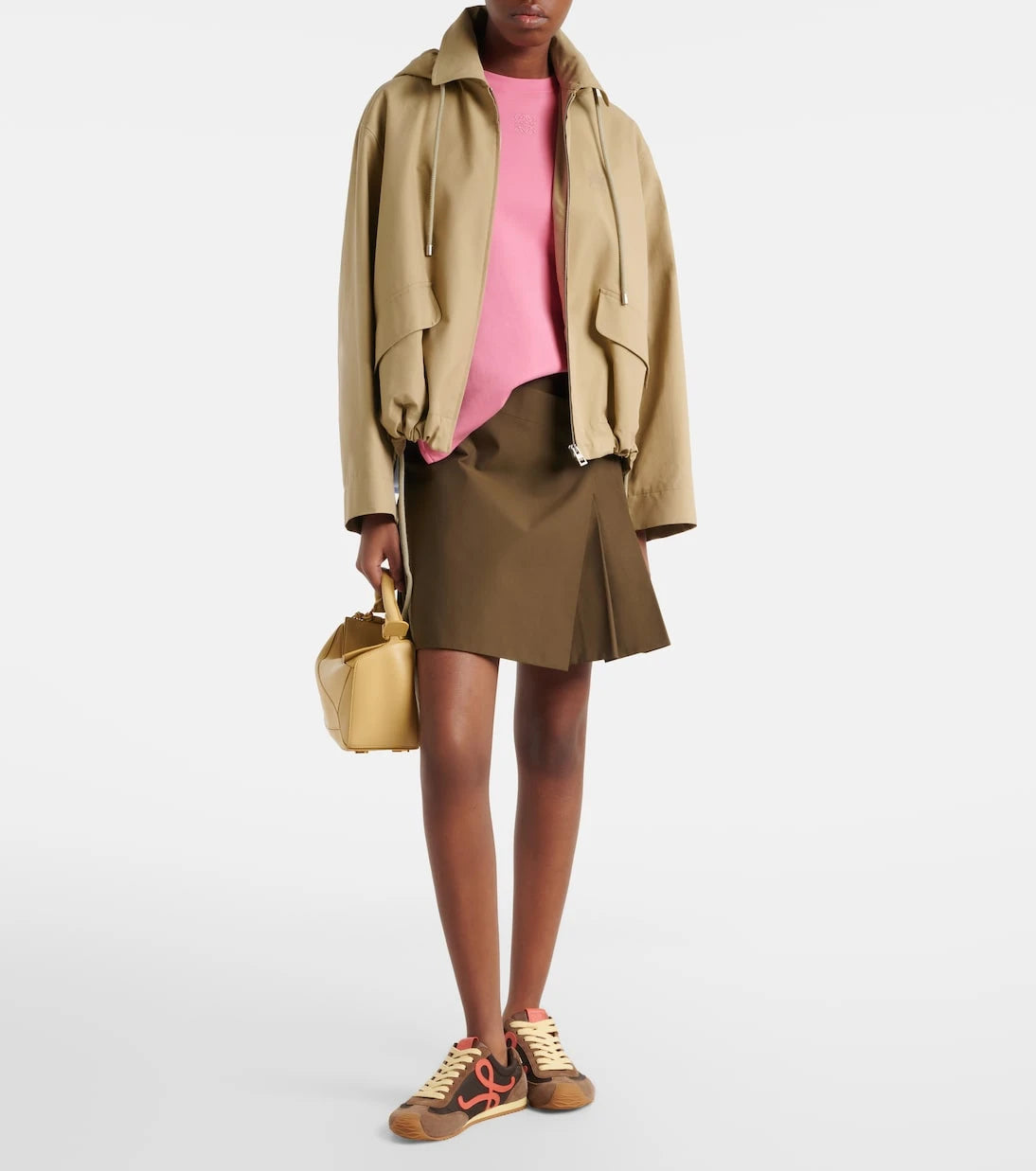 Loewe - Leather-trimmed cotton-blend wrap skirt