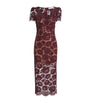 Self-Portrait Burgundy Guipure Lace V-Neck Midi Dress