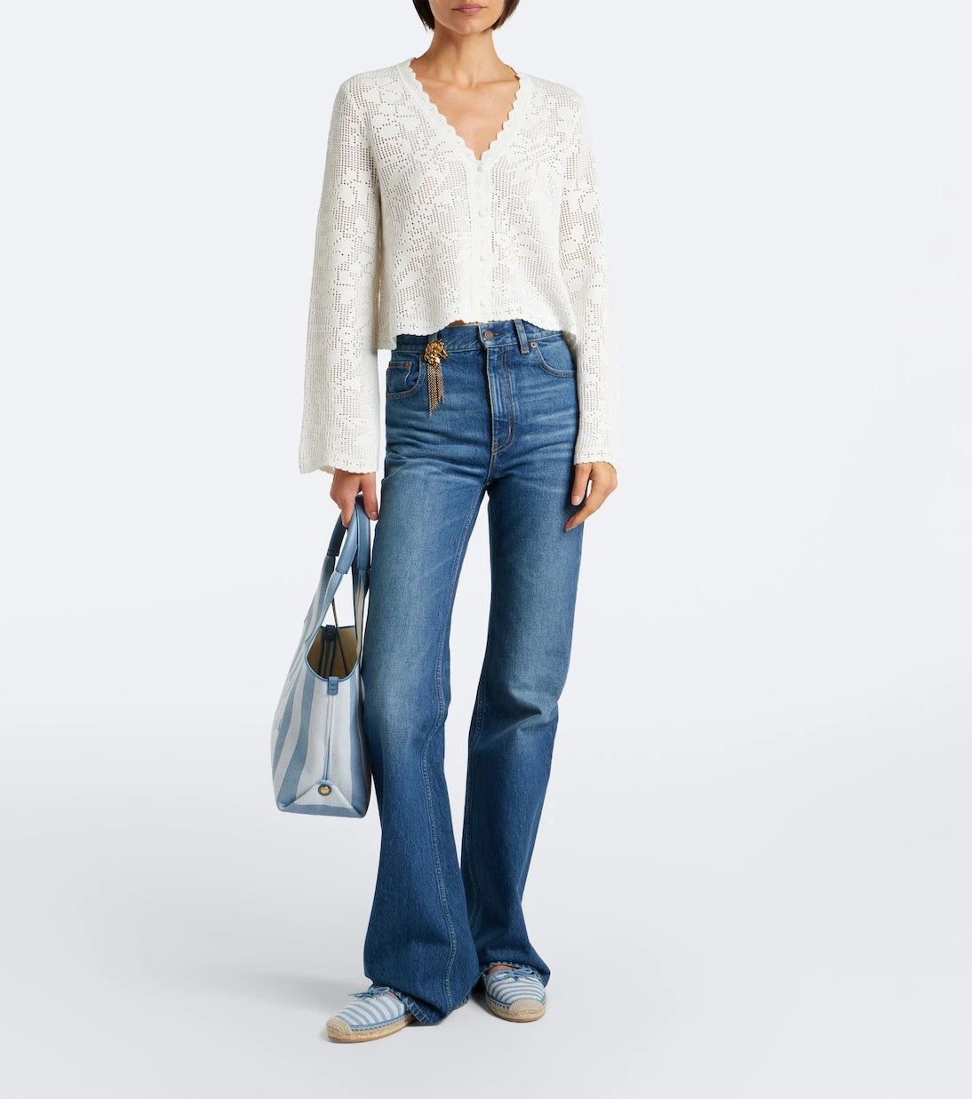 Chloé - Pointelle scalloped cotton cardigan